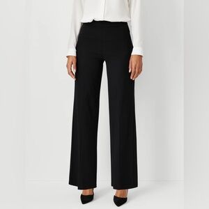 Wide leg, side zip Anne Taylor pants in black knit